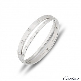 Cartier White Gold Half Diamond Love Bracelet Size 17 N6709517 Cartier White Gold Half Diamond Love Bracelet Size 17 N6709517